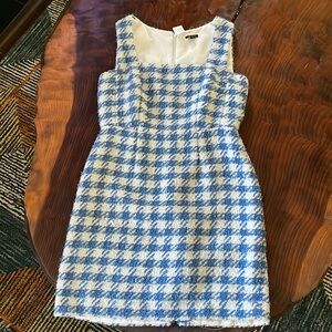 Ann Taylor Blue and White Tweed Houndstooth Sleeveless Sundress NWT